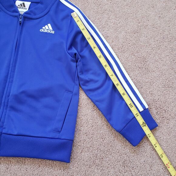 Adidas Classic Full Zip Toddler Boys 24M Royal Blue 3 Stripe Sweatsuit Tracksuit - Picture 5 of 10
